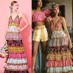 Alice + Olivia | Imogene Tier Ruffle Floral & Paisley Maxi Dress Colorful 4